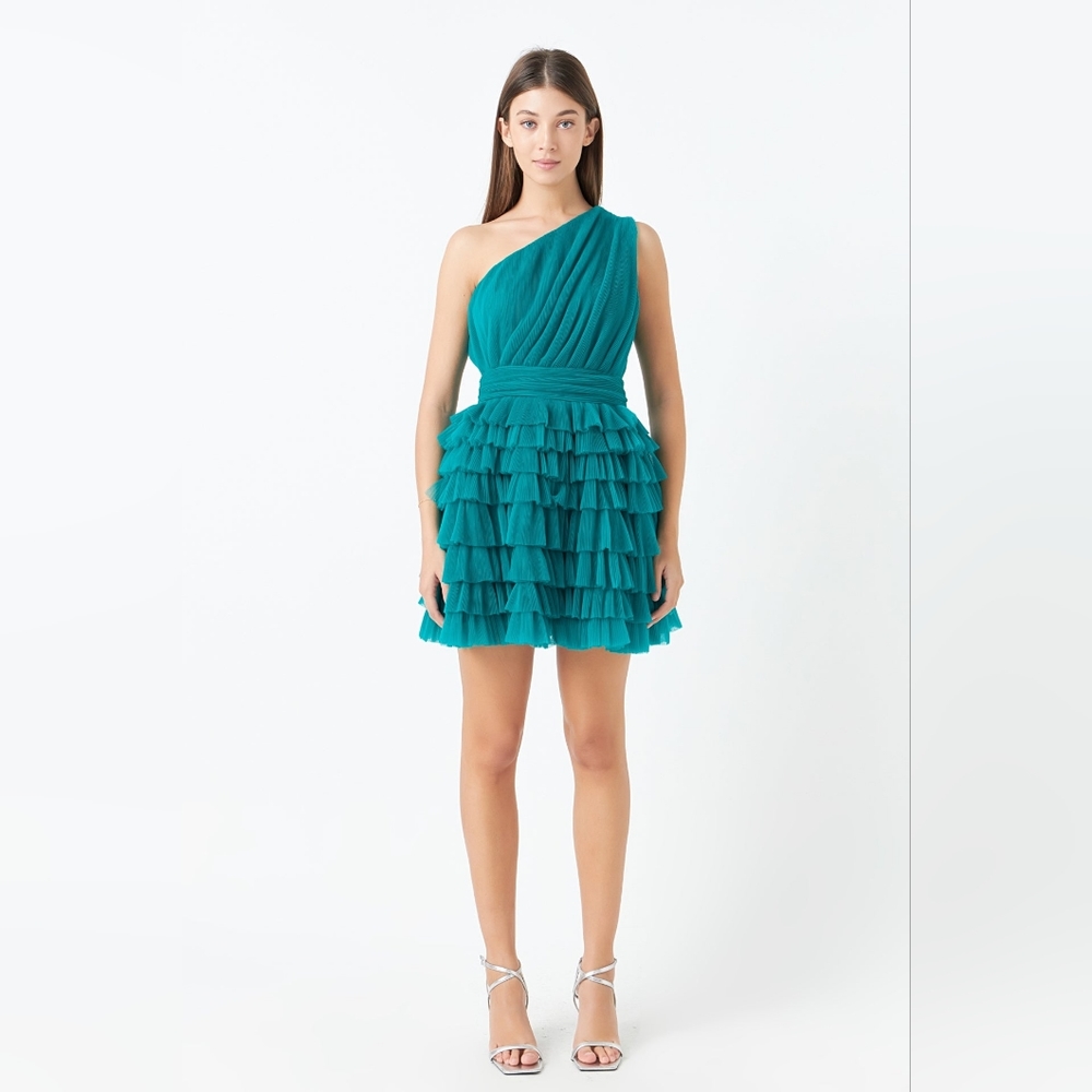 Endless Rose Tiered Tulle Mini Dress‎ in JADE